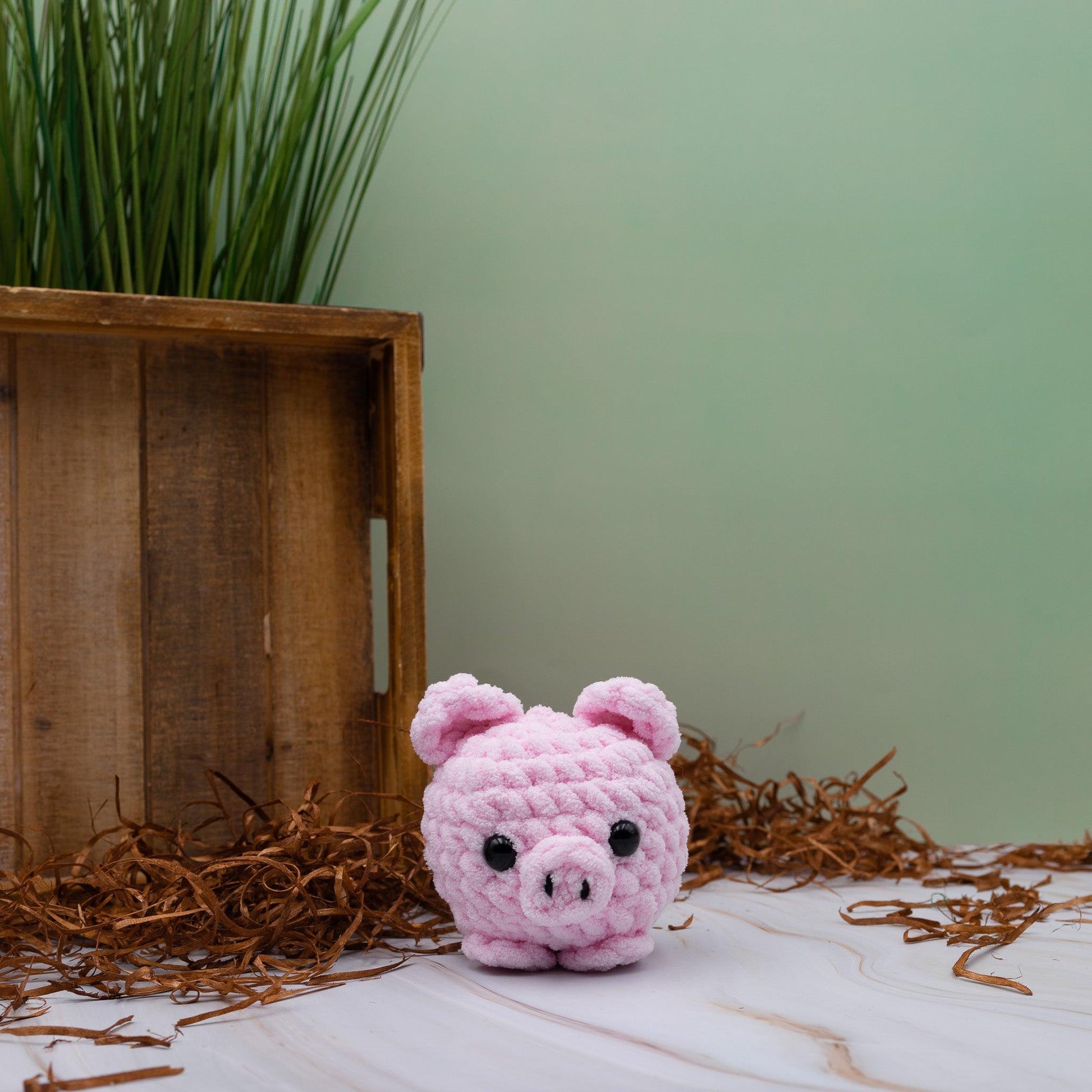 4Stitches Designs 6 Inch Crochet Mini Pig Plush Toy - Hand-Made Stuffed Animal Gift for Kids