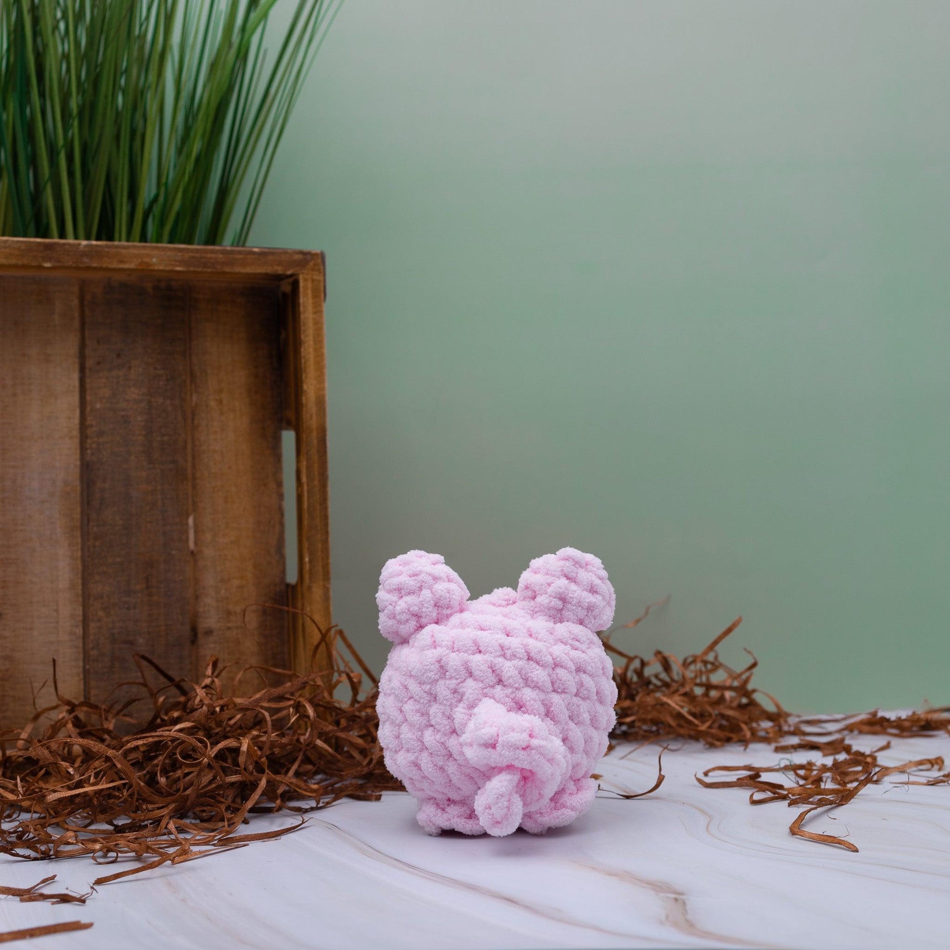 4Stitches Designs 6 Inch Crochet Mini Pig Plush Toy - Hand-Made Stuffed Animal Gift for Kids
