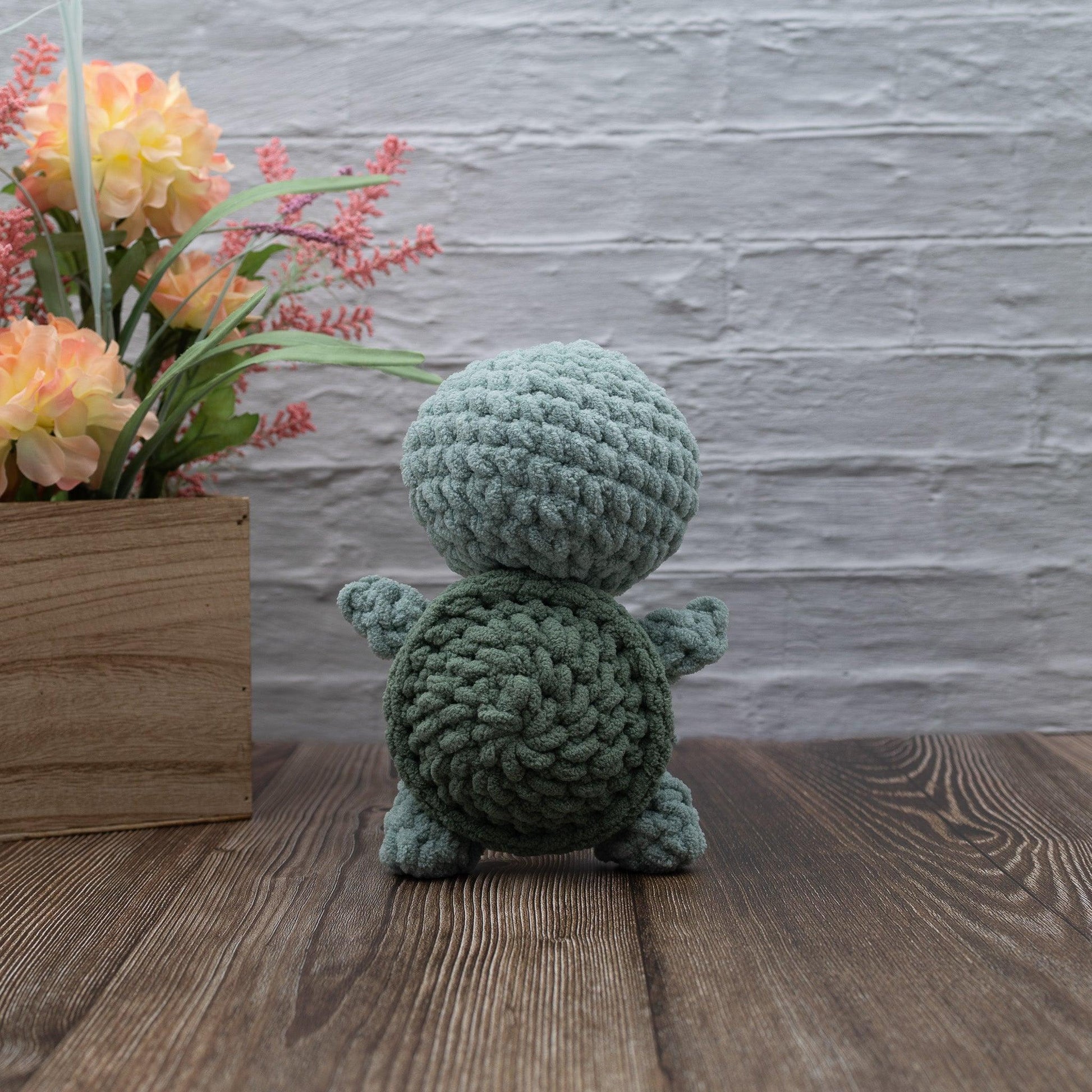 4Stitches Designs 9 Inch Crochet Turtle Hatchling Plush Toy - Hand-Made Stuffed Animal Gift for Kids