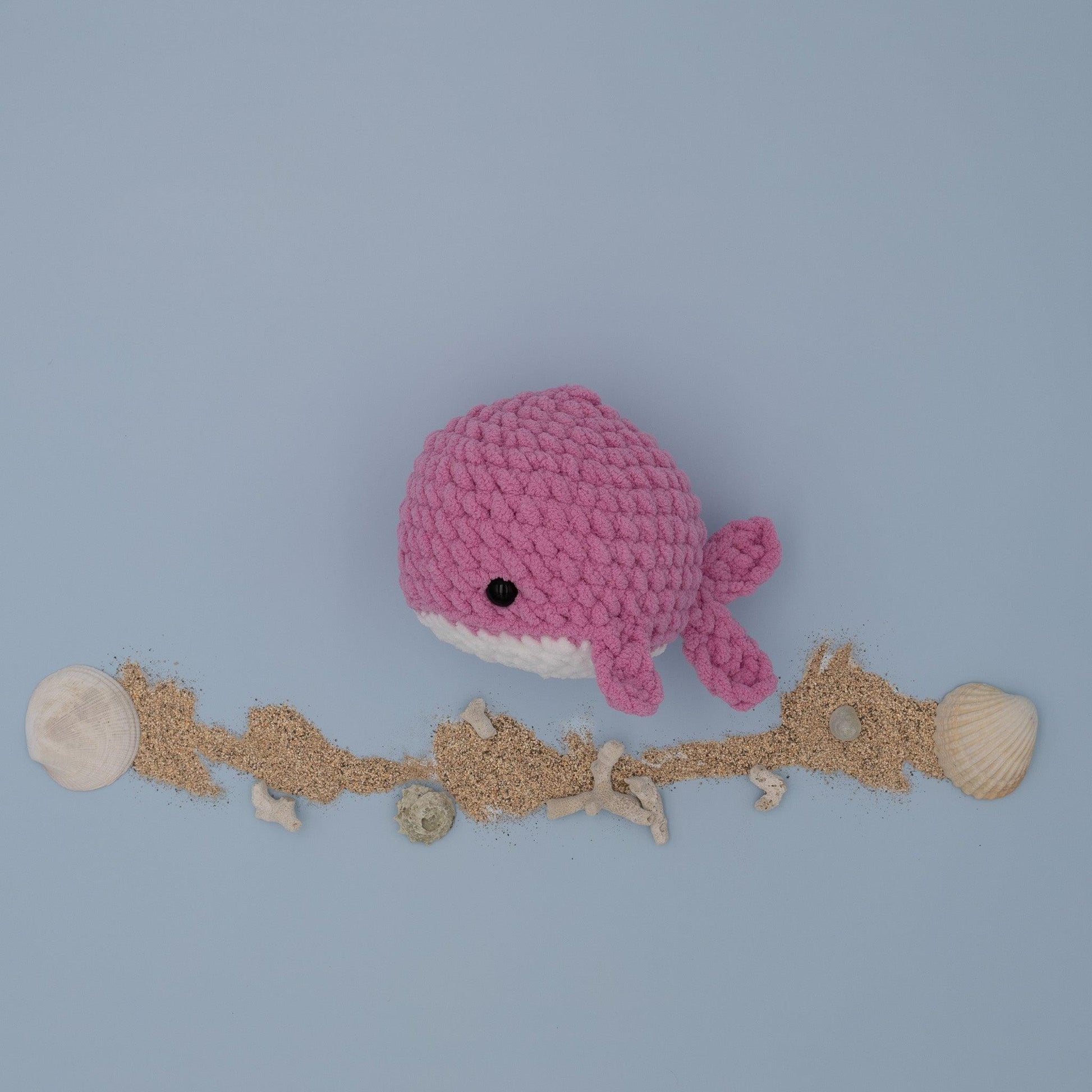 4Stitches Designs 9 Inch Crochet Whale Plush Toy - Hand-Made Stuffed Animal Gift for Kids